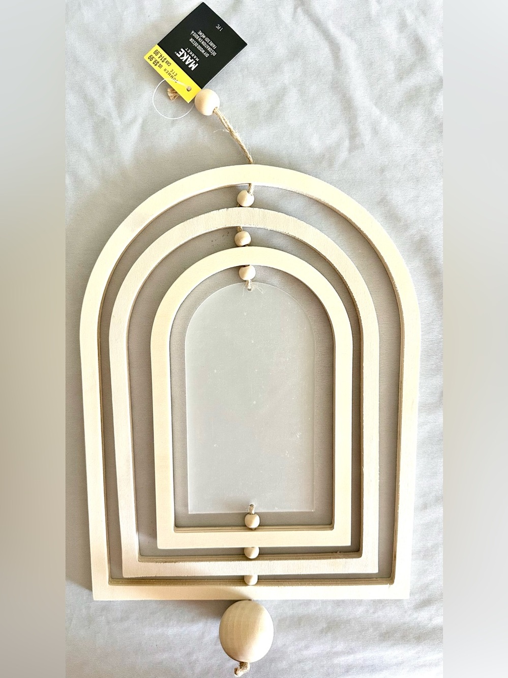Modern Wooden Arch Hanging Suncatcher Mobile Wall Decor Frosted Acrylic 15”